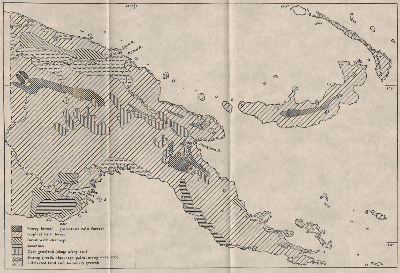 PAPAU NEW GUINEA.Vegetation.Bismarck archipelago.WW2 NAVY INTELLIGENCE MAP 1944